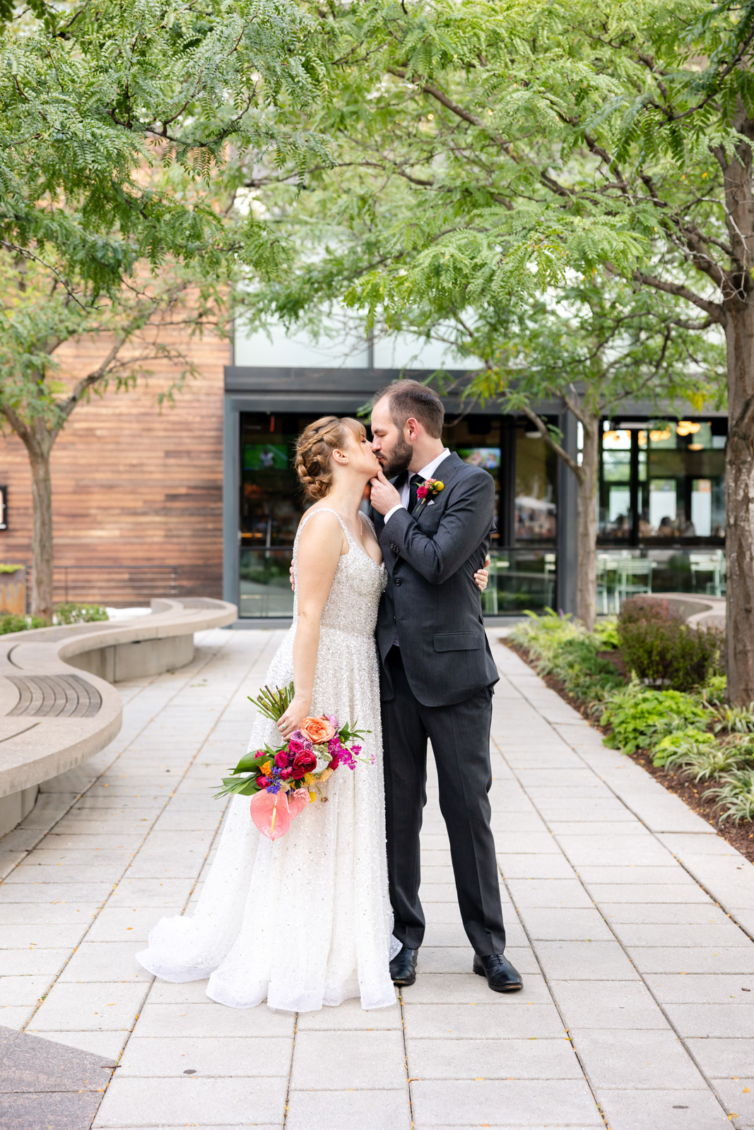 Couple standing in front of District Winery - District Winery Washington DC Wedding