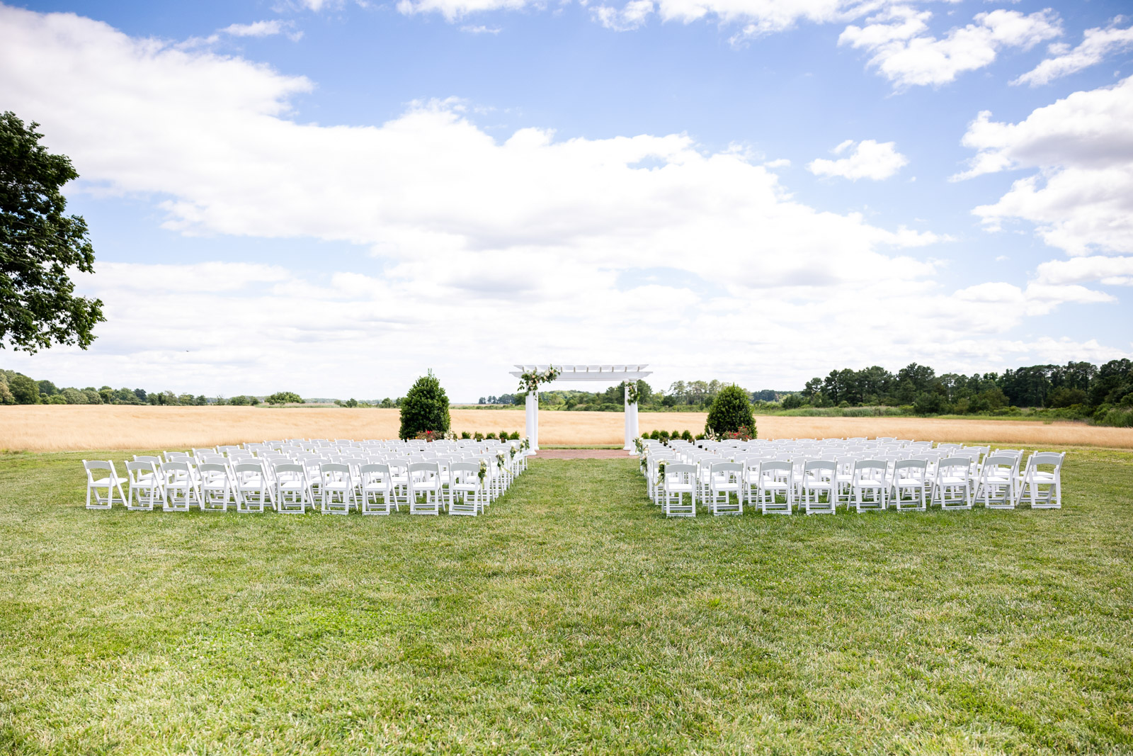 Outdoor ceremony space at Kent Island Resort for wedding day