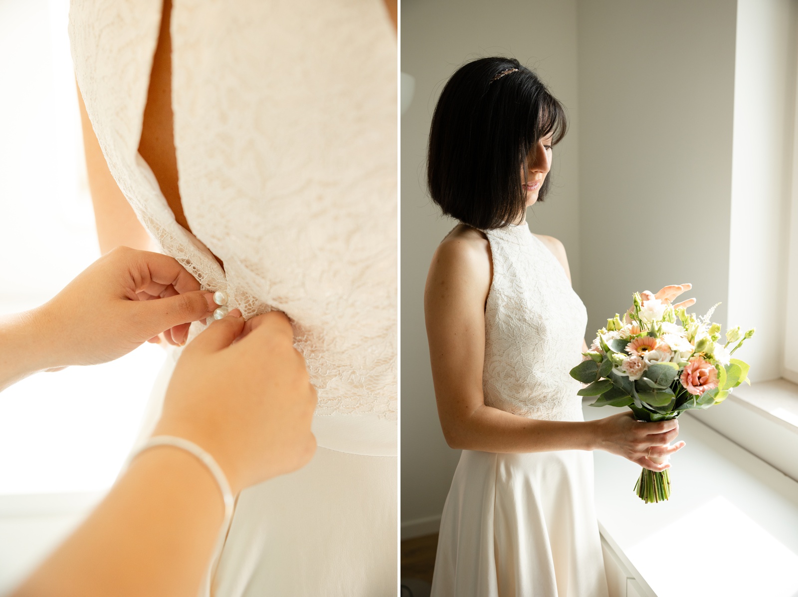 A bride getting ready before her wedding in Westerlo, Belgium