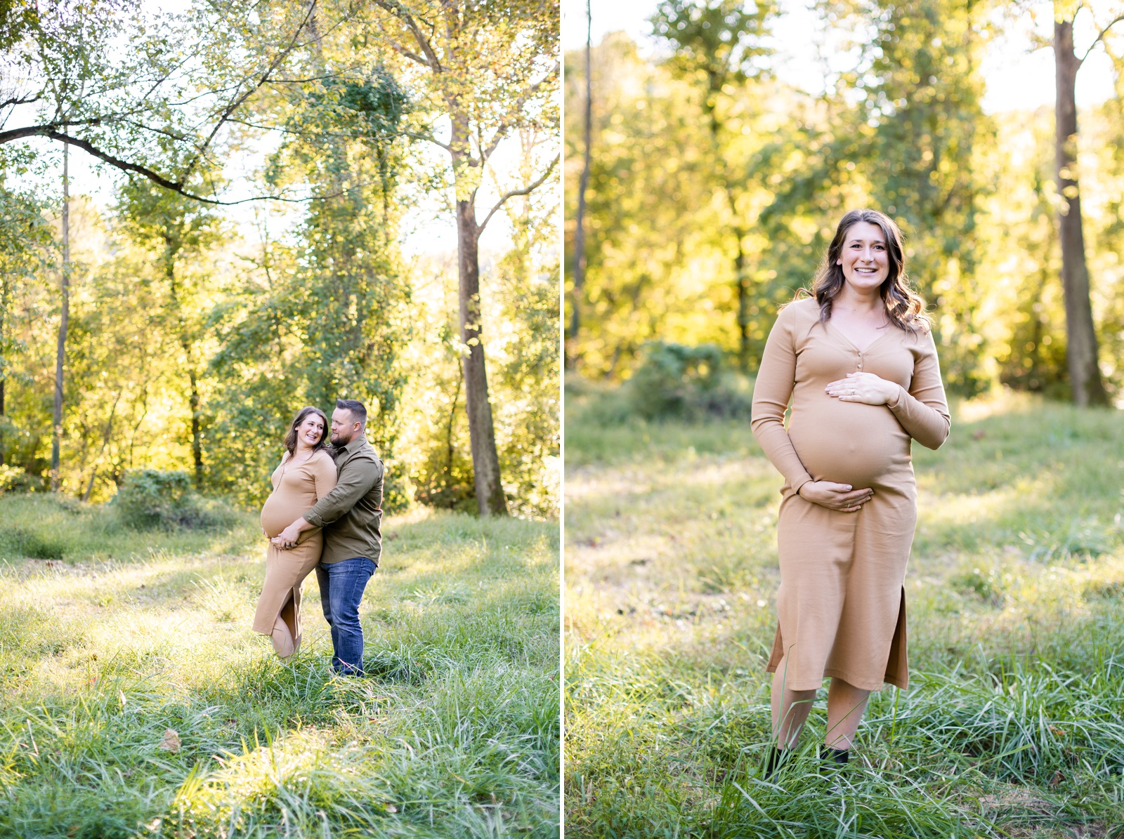 Maternity session at Patapsco Valley State Park at golden hour