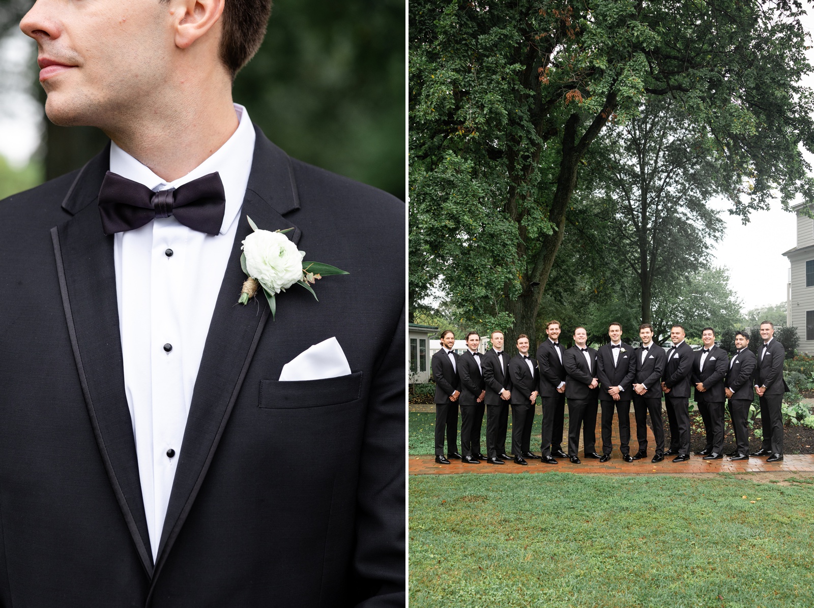 Groom in a black tuxedo for his Maryland wedding