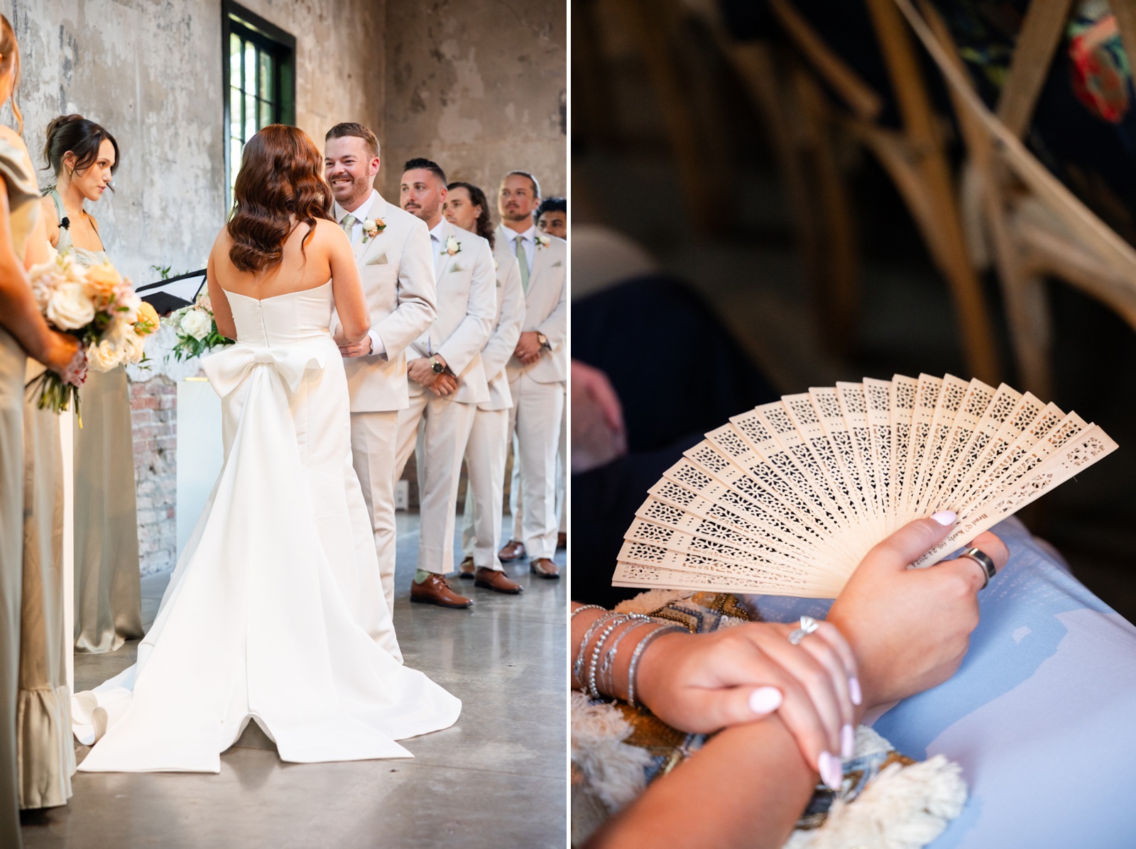 Indoor wedding ceremony at Mt. Washington Mill Dye House