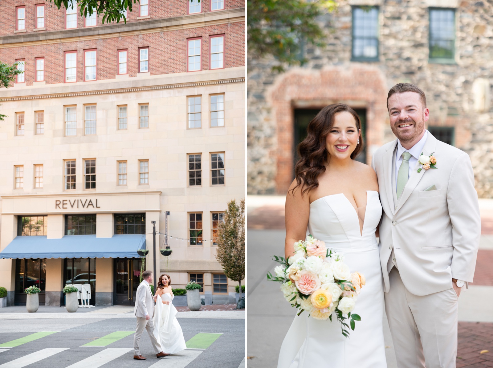 Bridal portraits at Mt. Washington Mill Dye House and downtown Baltimore