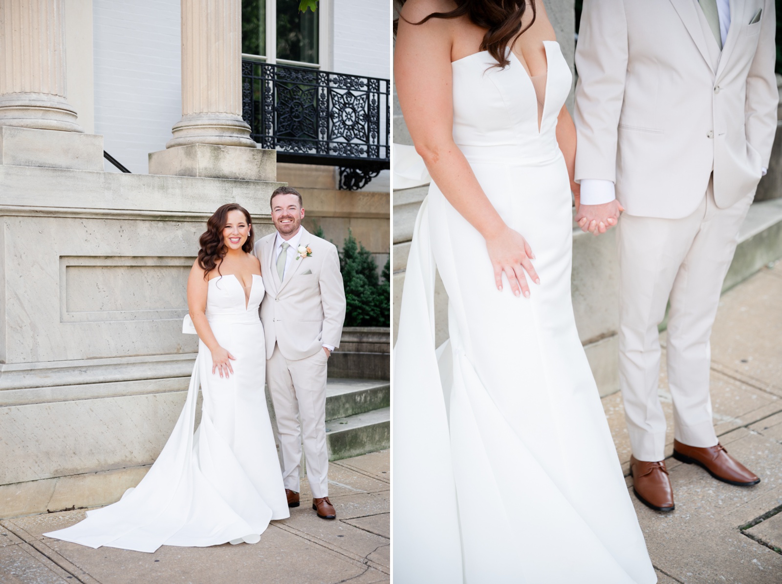 Bride and groom pictures outside of Mt. Vernon in Baltimore by Haley Day - Maryland Wedding Photographer