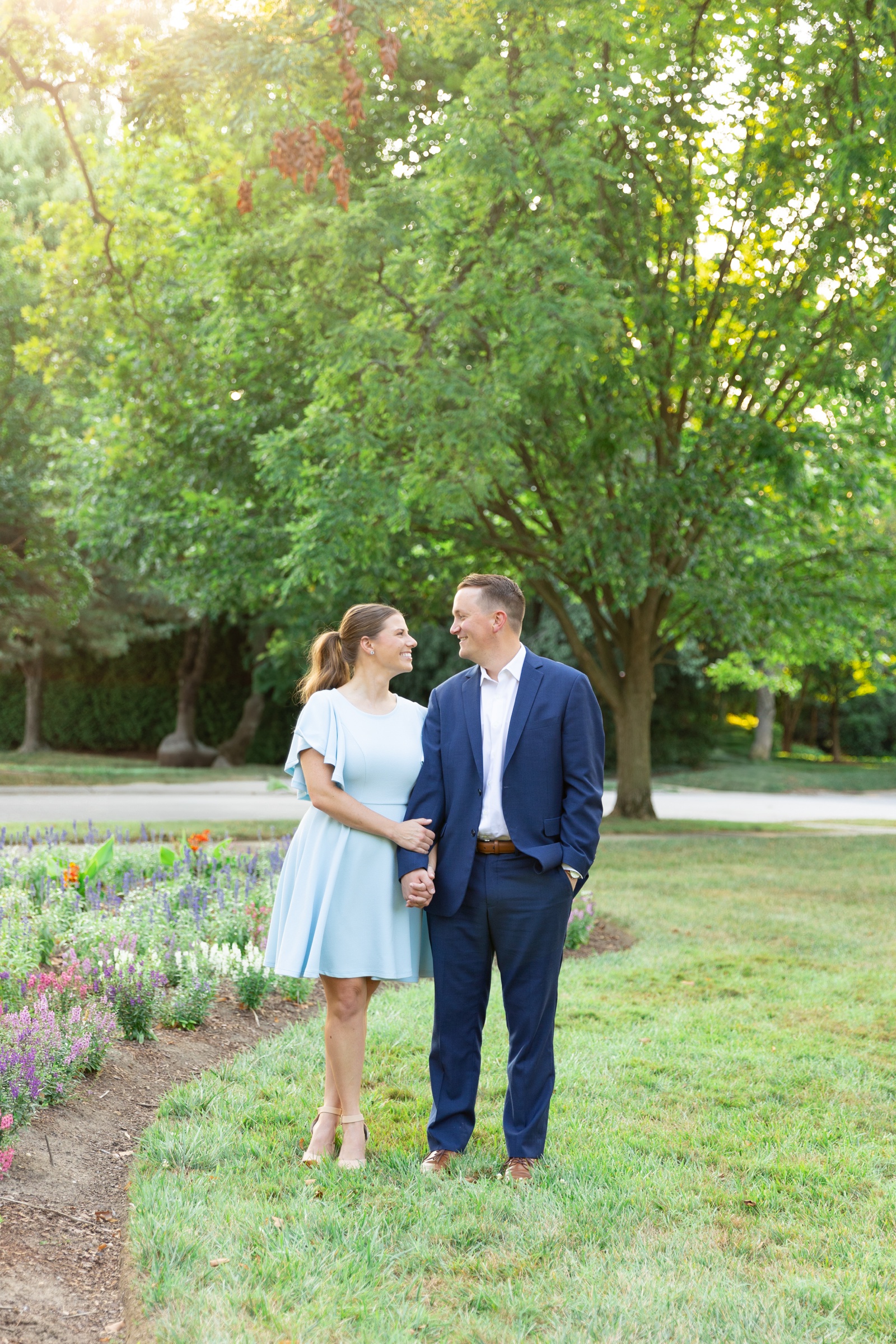 Golden hour engagement session at Sherwood Gardens