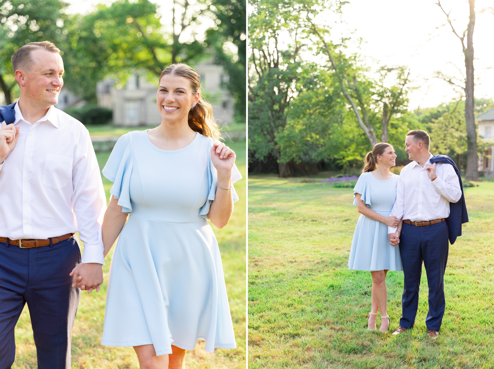 Golden hour engagement session at Sherwood Gardens