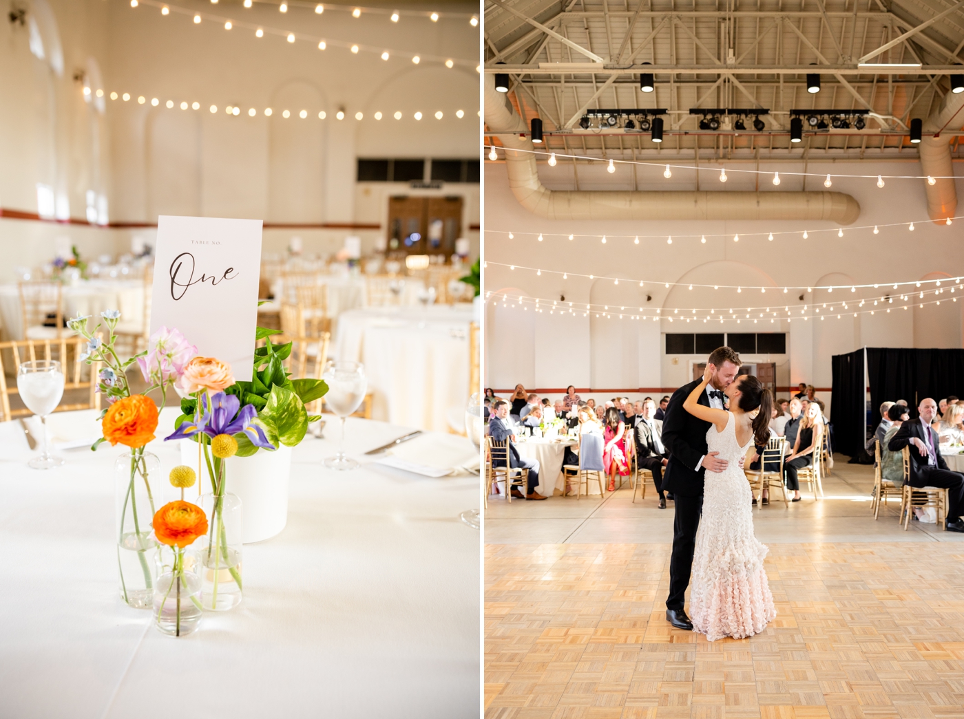 Indoor wedding reception at Eastern Market in Washington, DC