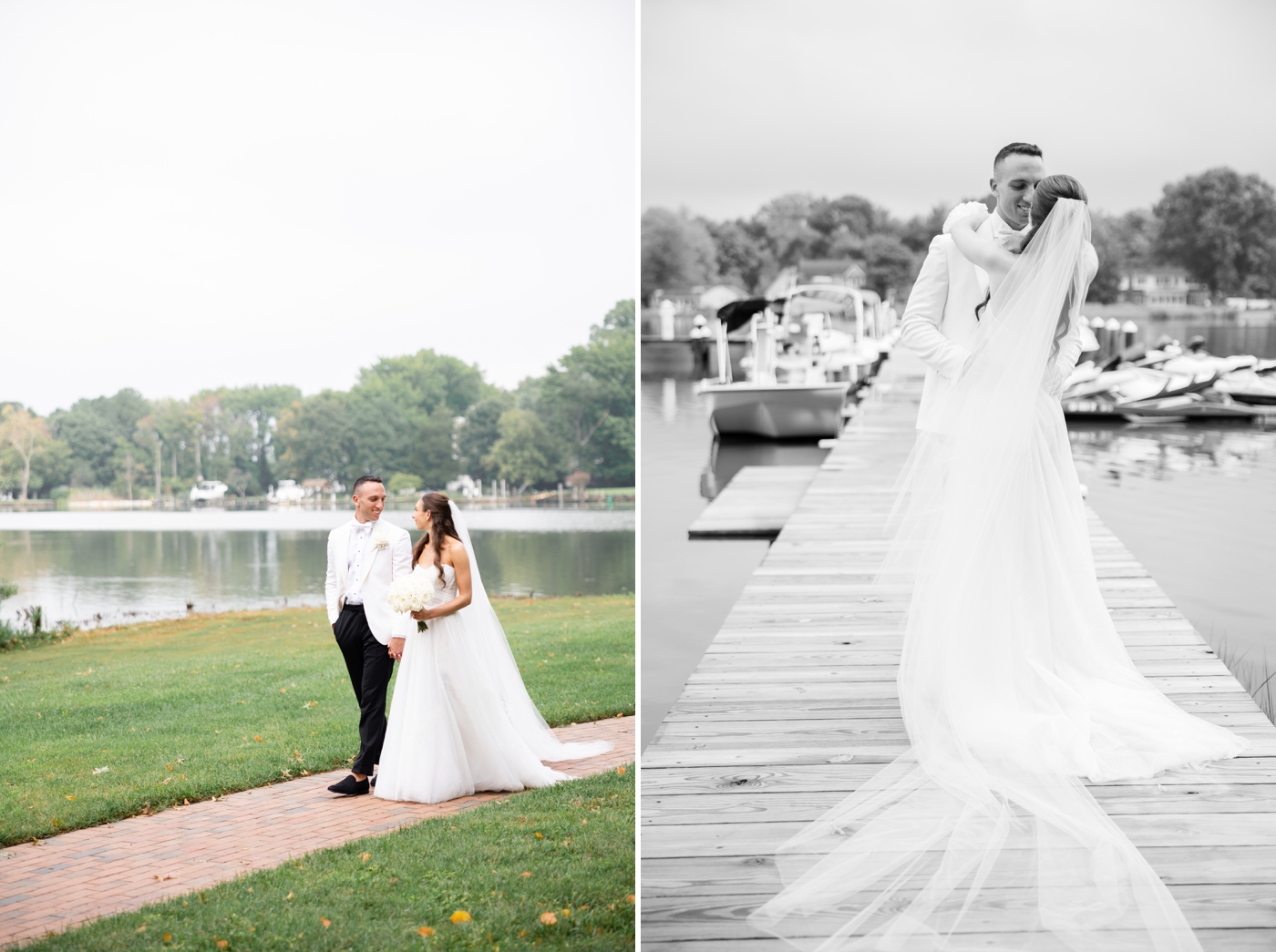 Bride and groom first look at Kent Island Resort in Maryland