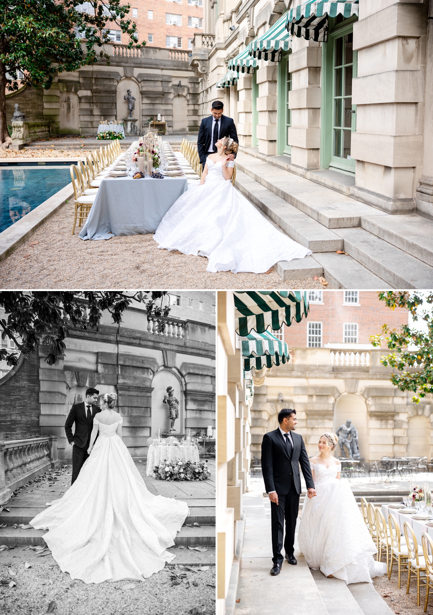 Bride and groom pictures at Larz Anderson House in Washington, DC