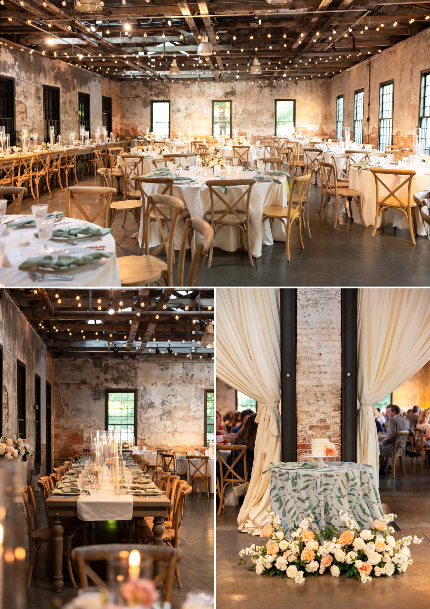 Wedding reception at Mt. Washington Mill Dye House, one of the best wedding venues in Baltimore