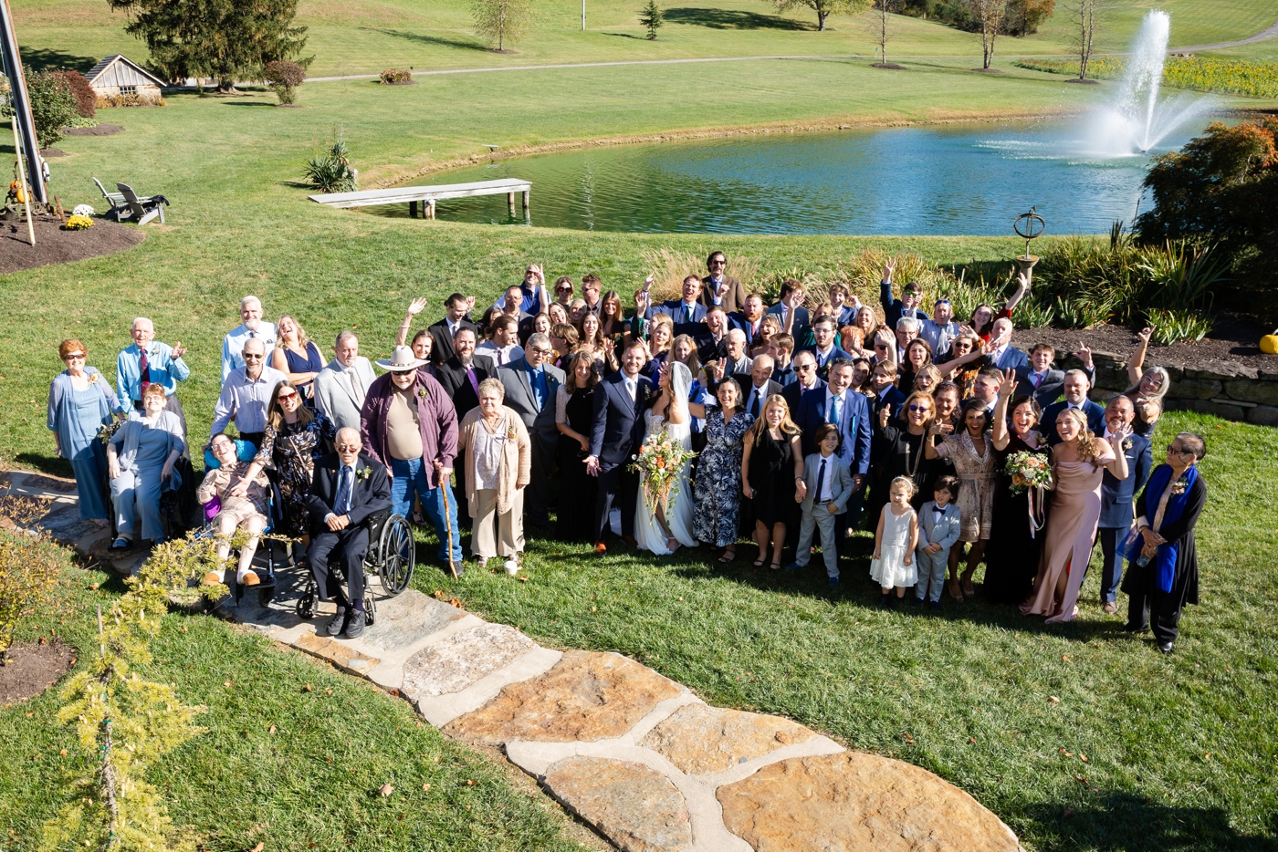 Large family shot for a wedding in Maryland