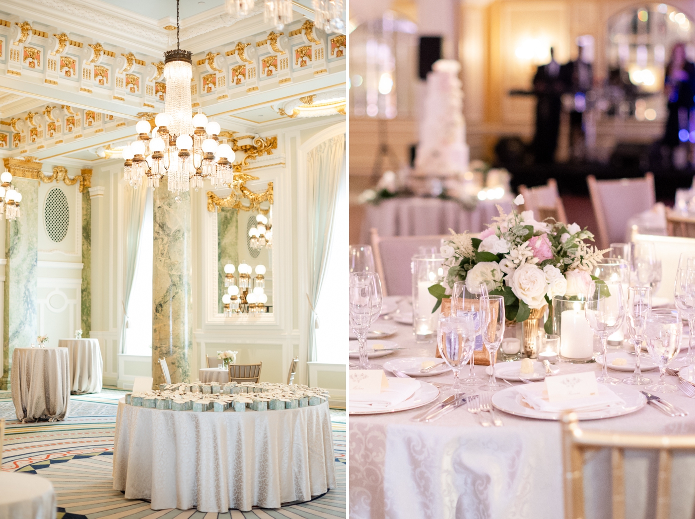 Ballroom for a wedding at The Willard Intercontinental Hotel in Washington DC