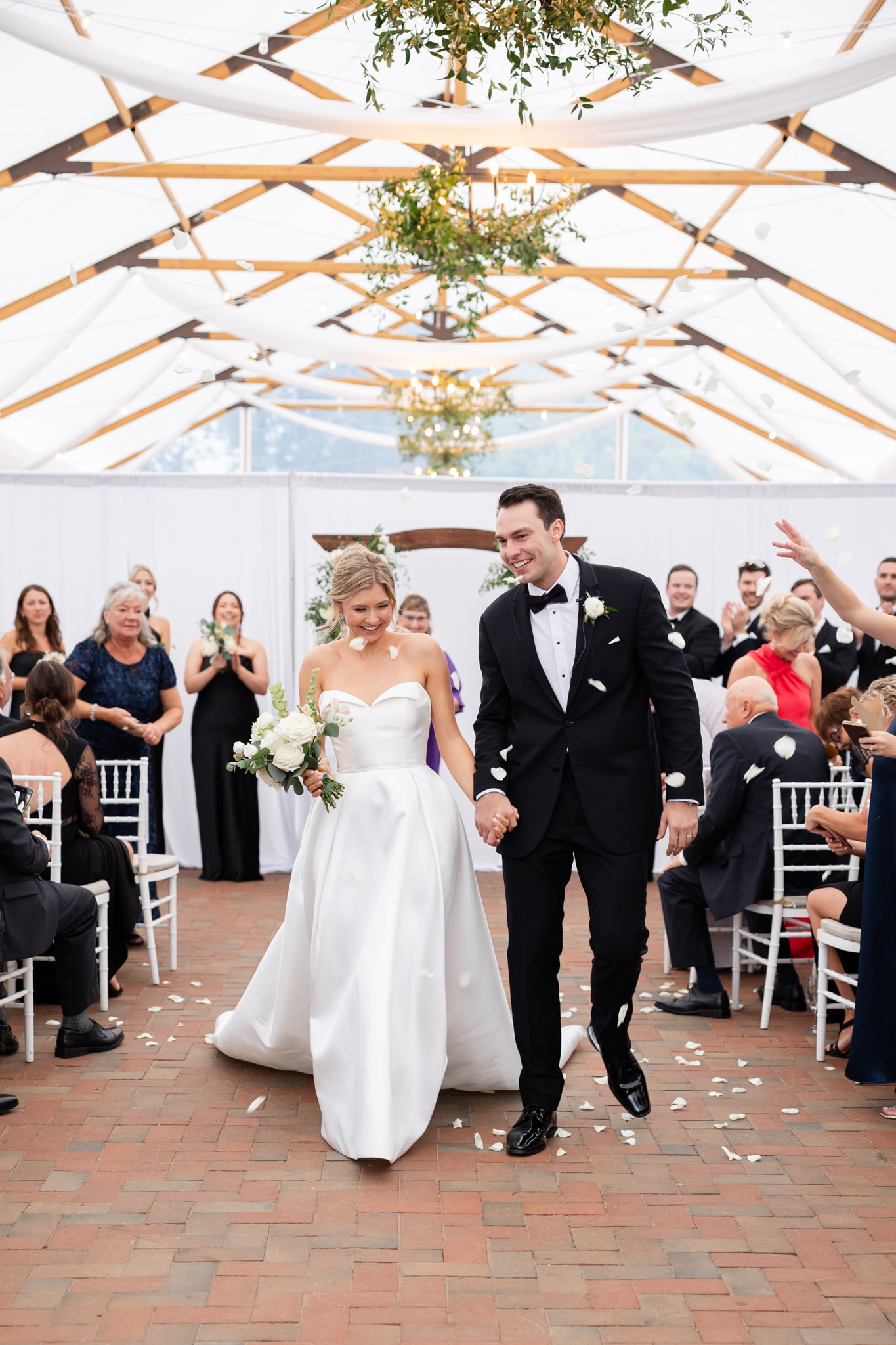 Tented ceremony setup inside Pavilion at Kent Island Resort wedding.