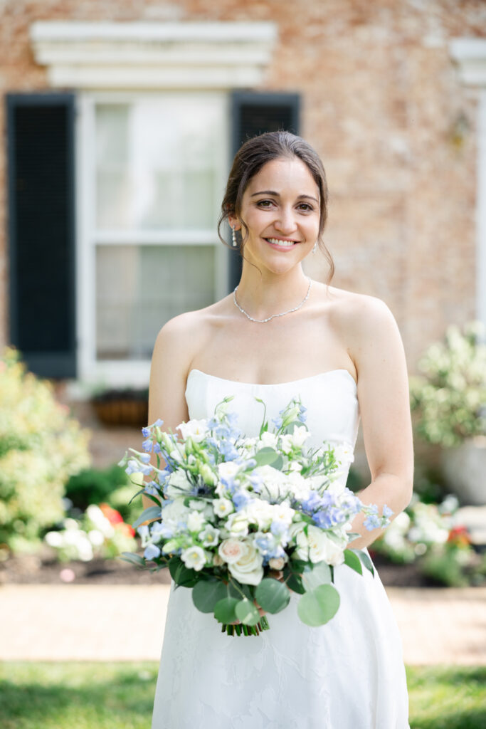 Elegant bridal portrait before the ceremony at Woodmont Country Club wedding in Rockville, MD.