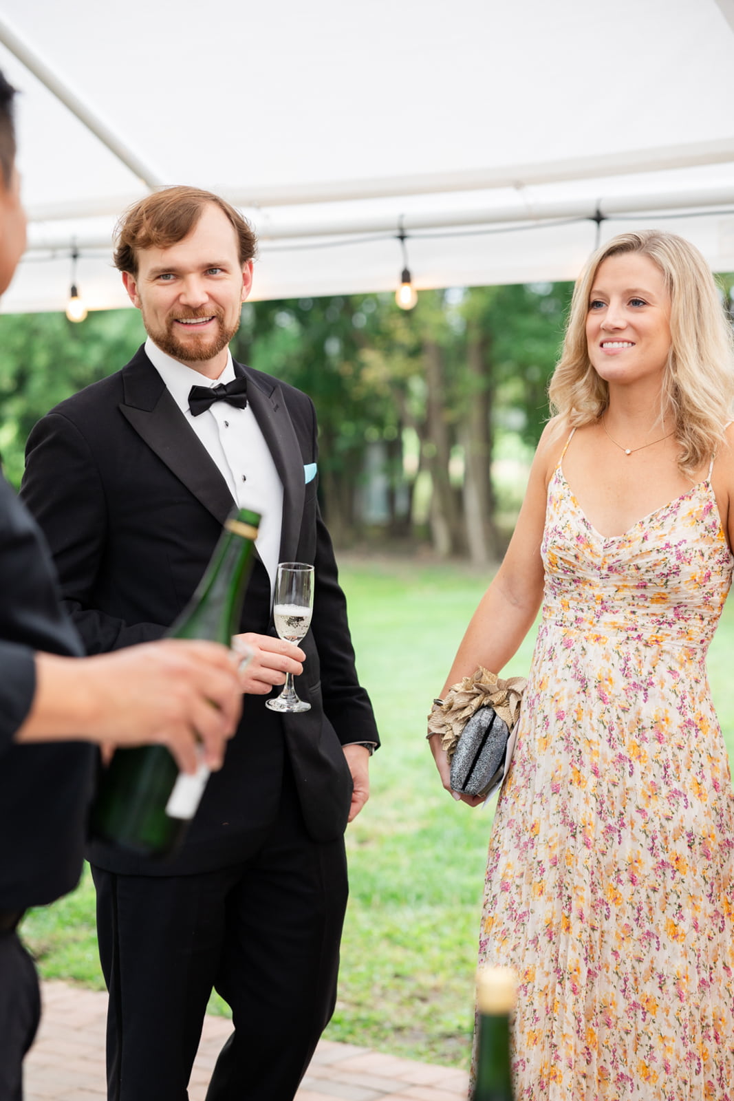 Guests enjoying champagne during cocktail hour at a Kent Island wedding